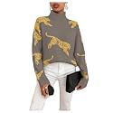 WDIRARA Women39s Leopard Tiger Print Sweater High