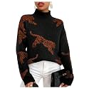 WDIRARA Women39s Leopard Tiger Print Sweater High