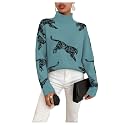 WDIRARA Women39s Leopard Tiger Print Sweater High