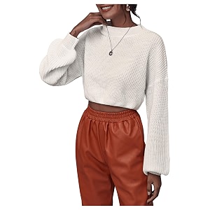 WDIRARA Womens Mock Neck Long Sleeve Crop