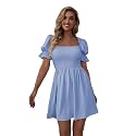WDIRARA Women39s Square Neck Flounce Short Sleeve