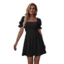 WDIRARA Women39s Square Neck Flounce Short Sleeve