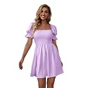 WDIRARA Women39s Square Neck Flounce Short Sleeve