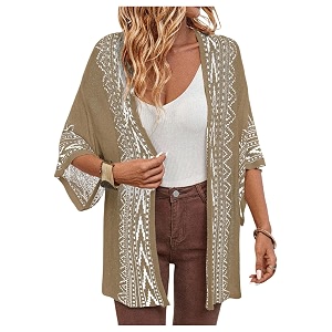 WDIRARA Womens Tribal Boho Cardigans Open Front