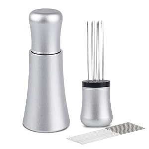 wdt tool espresso distribution tools 10 x 035mm 304 stainless steel needles installed with 10 extra needles for espresso stirrer replacement aluminum alloy handle with stand matte silver
