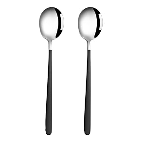 soup spoons colorful 304 stainless steel soup spoon long handle dessert scoop for rice porridge salad table spoons dinnerware tableware table spoons flatware cutlery pack - black - 2