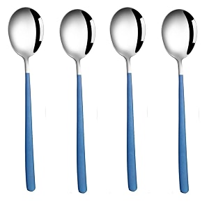 soup spoons colorful 304 stainless steel soup spoon long handle dessert scoop for rice porridge salad table spoons dinnerware tableware table spoons flatware cutlery pack - blue - 4