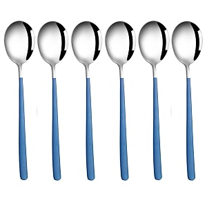 soup spoons colorful 304 stainless steel soup spoon long handle dessert scoop for rice porridge salad table spoons dinnerware tableware table spoons flatware cutlery pack - blue - 6