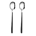 Soup Spoons Colorful 304 Stainless Steel Soup Spoon Long Handle Dessert Scoop for Rice Porridge Salad Table Spoons Dinnerware Tableware Table Spoons Flatware Cutlery (Pack - Black - 2)