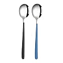 Soup Spoons Colorful 304 Stainless Steel Soup Spoon Long Handle Dessert Scoop for Rice Porridge Salad Table Spoons Dinnerware Tableware Table Spoons Flatware Cutlery (Pack - Mix - 2)