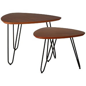 we furniture hairpin leg wood nesting coffee table set - walnut