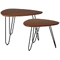 WE Furniture Hairpin Leg Wood Nesting Coffee Table Set - Walnut