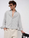 WE KAIKA Men Solid Casual Grey Shirt