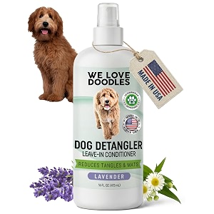 we love doodles dog detangler spray - leave-in conditioner for dogs - dog detangling spray - dematting spray for dogs - tangle remover - made in the usa lavender