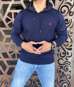 we perfect men full sleeve solid hooded sweatshirt