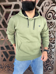 we perfect men full sleeve solid hooded sweatshirt