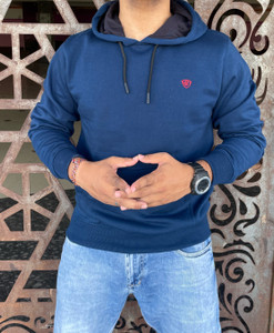 we perfect men full sleeve solid hooded sweatshirt