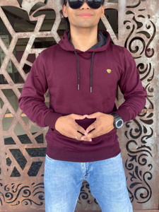 we perfect men full sleeve solid hooded sweatshirt