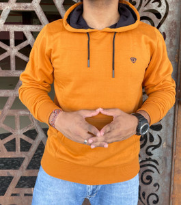 we perfect men full sleeve solid hooded sweatshirt