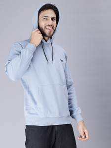 we perfect men full sleeve solid hooded sweatshirt