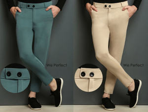We Perfect Slim Fit Men Blue Cream