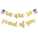 We are So Pround of You American Flag Patriotic Soldier Banners,Veterans Day Memorial Day Independence Day Greeting Police Military Army Heroes Theme Party Decor