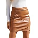 We1Fit Womens Faux Leather Skirt High Waisted Bodycon Pencil Mini Skirts with Shorts