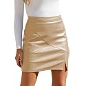 We1Fit Womens Faux Leather Skirt High Waisted Bodycon Pencil Mini Skirts with Shorts