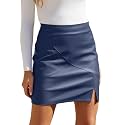 We1Fit Womens Faux Leather Skirt High Waisted Bodycon Pencil Mini Skirts with Shorts