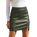 We1Fit Womens Faux Leather Skirt High Waisted Bodycon Pencil Mini Skirts with Shorts