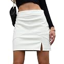 We1Fit Womens Faux Leather Skirt High Waisted Bodycon Pencil Mini Skirts with Shorts