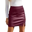We1Fit Womens Faux Leather Skirt High Waisted Bodycon Pencil Mini Skirts with Shorts
