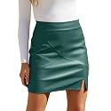 We1Fit Womens Faux Leather Skirt High Waisted Bodycon Pencil Mini Skirts with Shorts