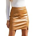 We1Fit Womens Faux Leather Skirt High Waisted Bodycon Pencil Mini Skirts with Shorts