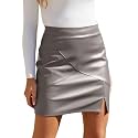 We1Fit Womens Faux Leather Skirt High Waisted Bodycon Pencil Mini Skirts with Shorts