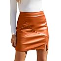 We1Fit Womens Faux Leather Skirt High Waisted Bodycon Pencil Mini Skirts with Shorts