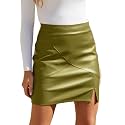 We1Fit Womens Faux Leather Skirt High Waisted Bodycon Pencil Mini Skirts with Shorts