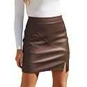 We1Fit Womens Faux Leather Skirt High Waisted Bodycon Pencil Mini Skirts with Shorts