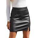 We1Fit Womens Faux Leather Skirt High Waisted Bodycon Pencil Mini Skirts with Shorts