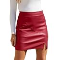 We1Fit Womens Faux Leather Skirt High Waisted Bodycon Pencil Mini Skirts with Shorts
