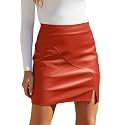 We1Fit Womens Faux Leather Skirt High Waisted Bodycon Pencil Mini Skirts with Shorts