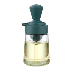 we3 glass kitchen olive oil bottle with silicone brush new 2-in-1 silicone dropper oil dispenser bottle for kitchen cooking frying bbq pancake baking air fryer_ green_1pcs 350 ml