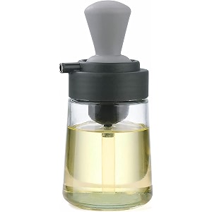 we3 glass kitchen olive oil bottle with silicone brush new 2-in-1 silicone dropper oil dispenser bottle for kitchen cooking frying bbq pancake baking air fryer grey
