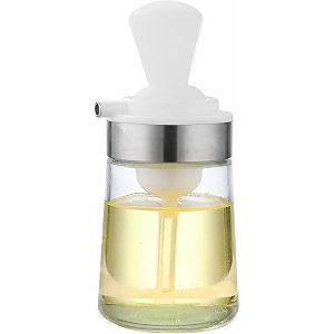 we3 glass kitchen olive oil bottle with silicone brushnew 2-in-1 silicone dropper oil dispenser bottle for kitchen cooking frying bbq pancakebakingair fryer white