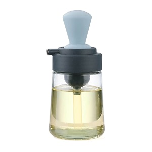 we3 glass kitchen olive oil bottle with silicone brush new 2-in-1 silicone dropper oil dispenser bottle for kitchen cooking frying bbq pancake baking air fryer_blue_1pcs 350 ml