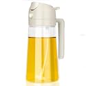 we3 Oil Spray Bottle Oil Dispenser and Vinegar Sprayer with Nozzle 2-in-1 Glass Kitchen Cooking Oil Preparation Dispensers for Air Fryer Grill Salads Bread Dipping Frying(White_450Ml)
