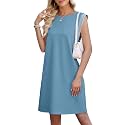 WEACZZY Summer Dresses for Women 2026 Casual Crewneck Fit Beach Vacation Dress Sleeveless Loose Sundress with Pockets