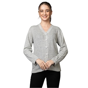 Wear lusso Womens Woolen V-Neck Buttoned Full