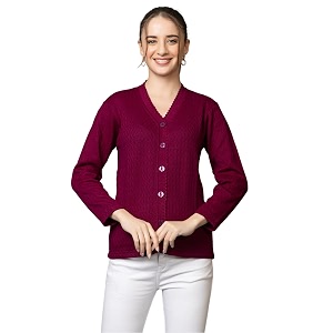 Wear lusso Women Woolen V Neck Casual