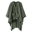 Wearable Blanket Sherpa Fleece Shawl Blanket with Pockets Blanket Poncho Cape for Adults, Cozy Shawl TV Throw Blankets